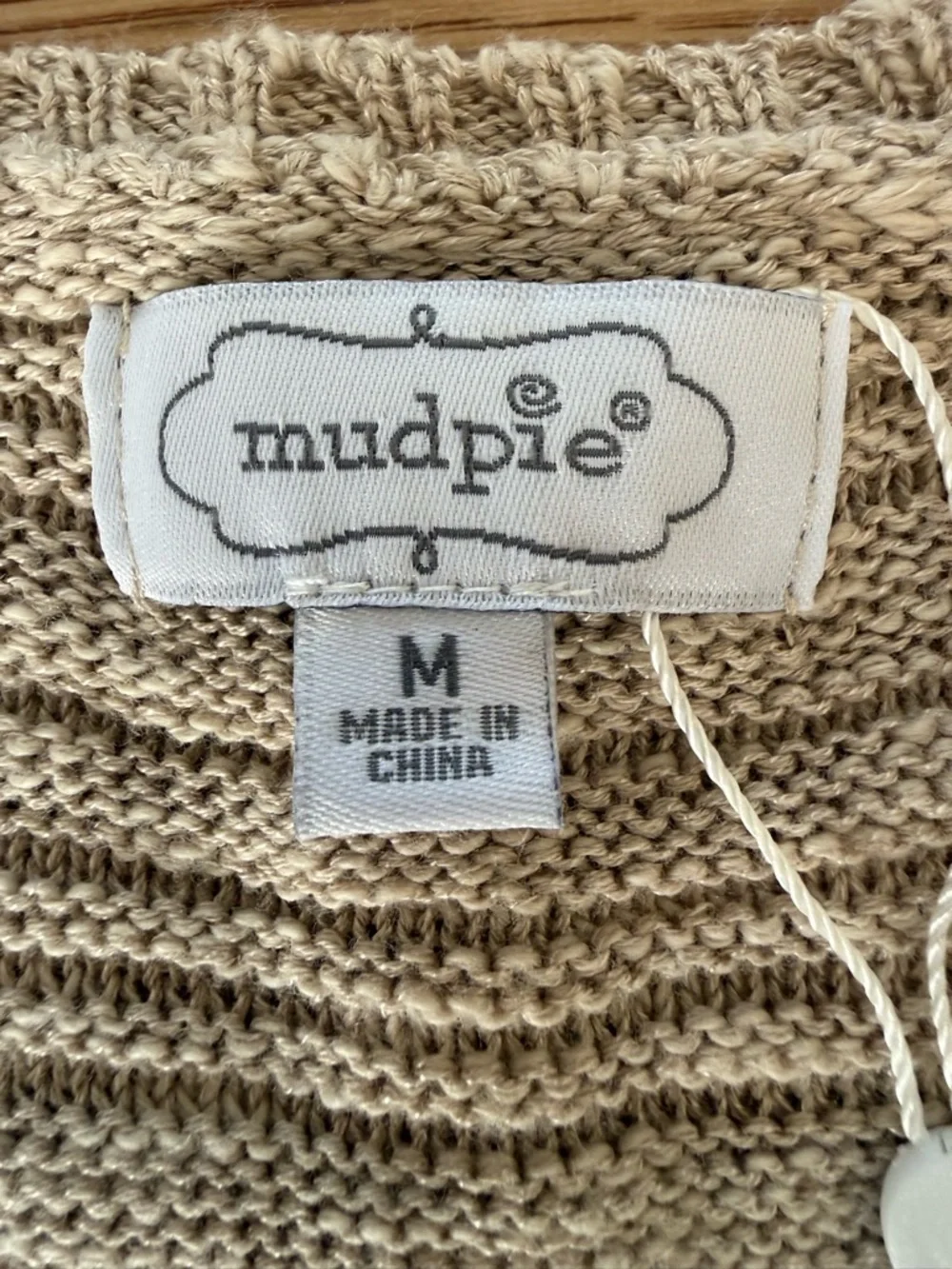 Mud Pie Tan Knit Tank Medium NWT Textured Cotton Blend Scoop Neck Neutral - Picture 5 of 7